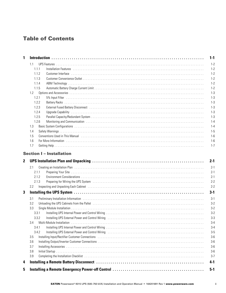 Eaton POWERWARE 9315 User Manual | Page 5 / 154