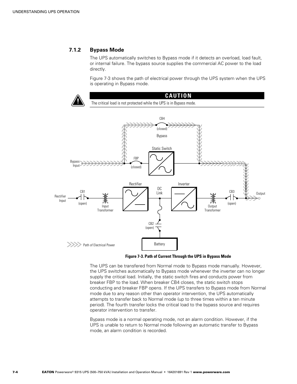 2 bypass mode | Eaton POWERWARE 9315 User Manual | Page 54 / 154