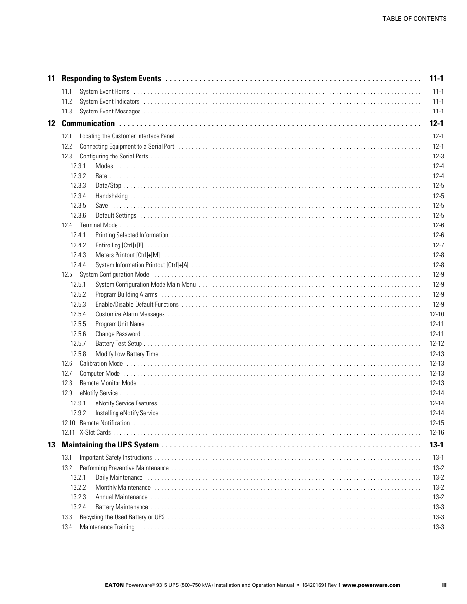 Eaton POWERWARE 9315 User Manual | Page 7 / 154