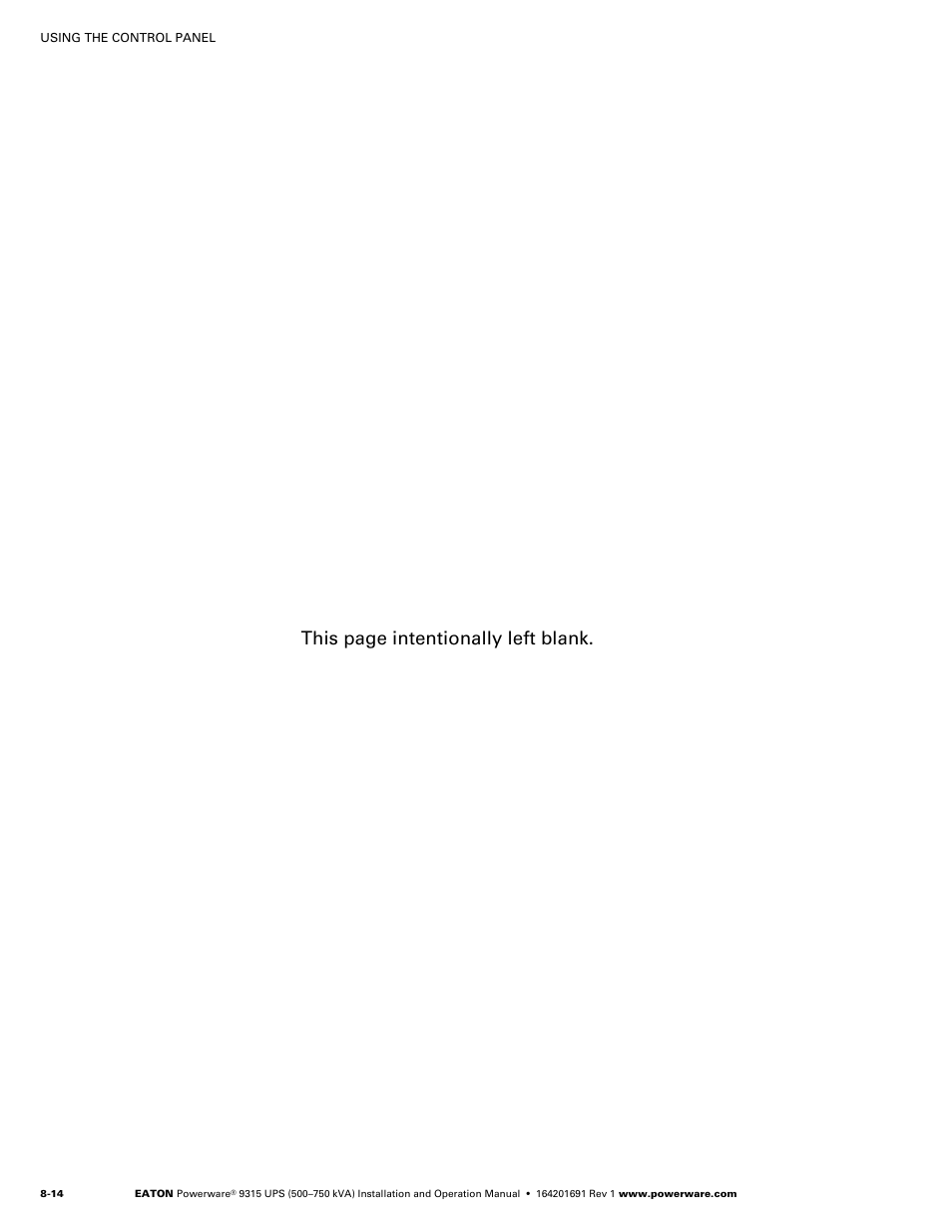 This page intentionally left blank | Eaton POWERWARE 9315 User Manual | Page 70 / 154