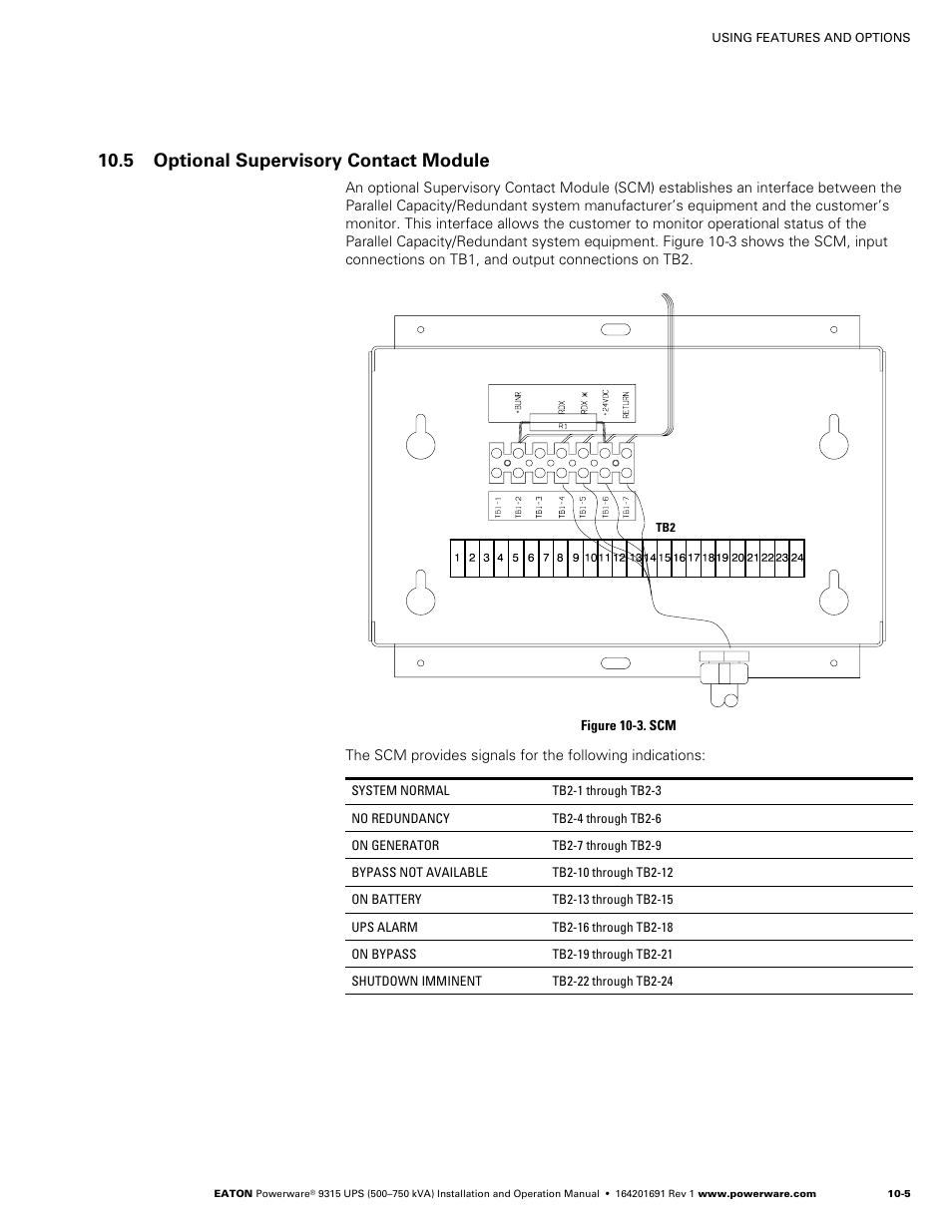 5 optional supervisory contact module | Eaton POWERWARE 9315 User Manual | Page 83 / 154