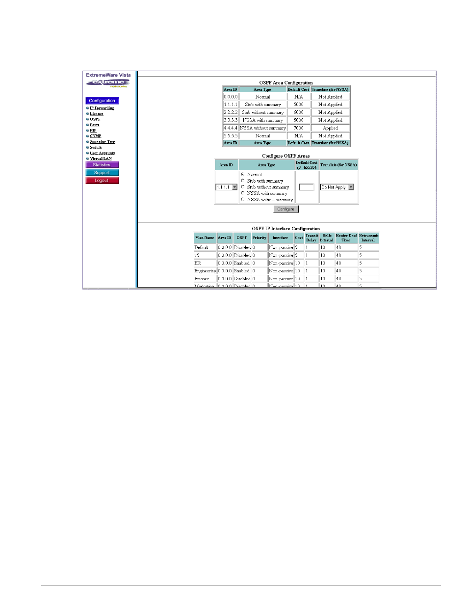 Configure an ip interface for ospf | Extreme Networks 200 Series User Manual | Page 259 / 338