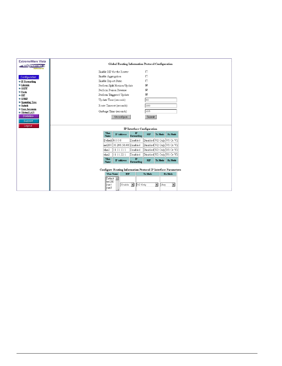 Configure rip for an ip interface | Extreme Networks 200 Series User Manual | Page 266 / 338
