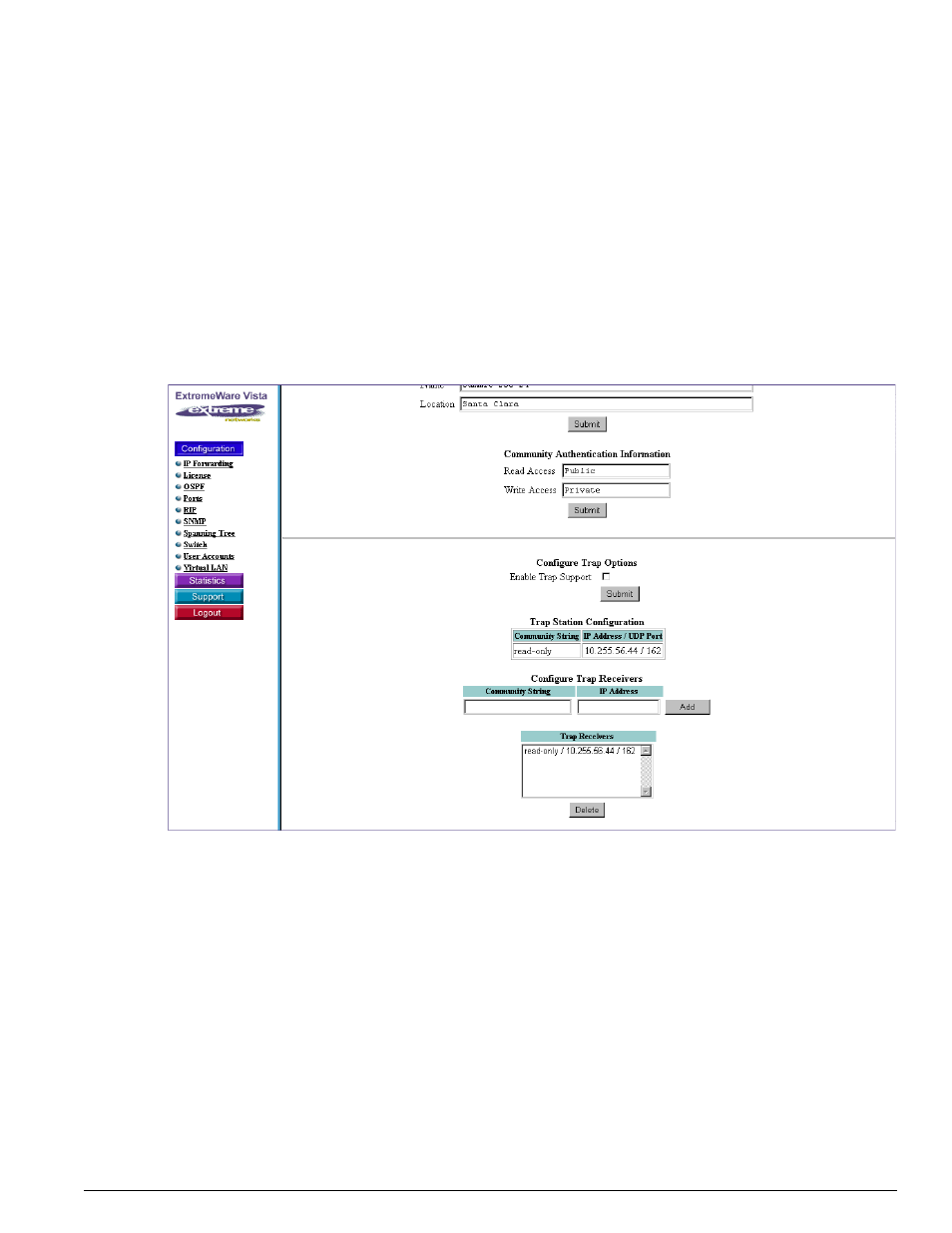 Trap information, Spanning tree | Extreme Networks 200 Series User Manual | Page 269 / 338