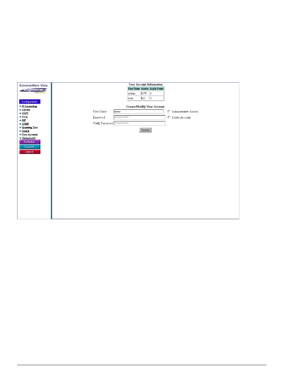 Virtual lan, Creating and deleting a vlan | Extreme Networks 200 Series User Manual | Page 274 / 338