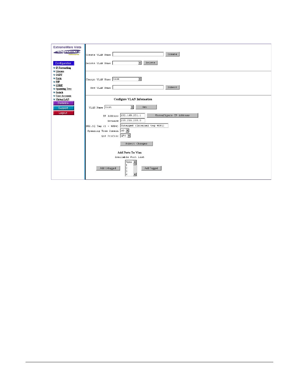 Renaming a vlan, Configuring a vlan | Extreme Networks 200 Series User Manual | Page 275 / 338