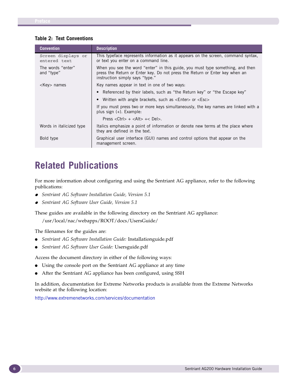 Related publications | Extreme Networks Sentriant AG200 User Manual | Page 6 / 40
