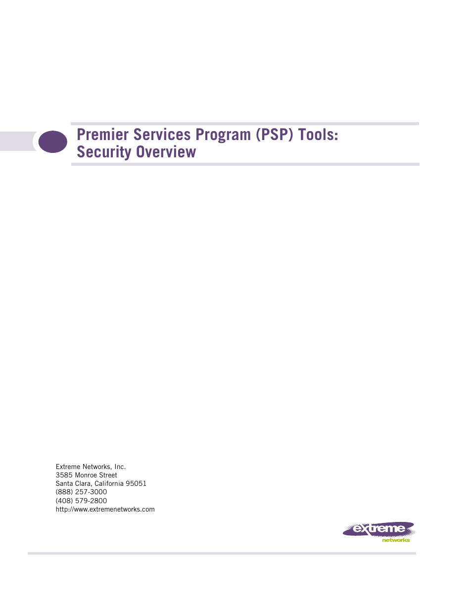 Extreme Networks SECURITY OVERVIEW 120350-00 User Manual | 8 pages