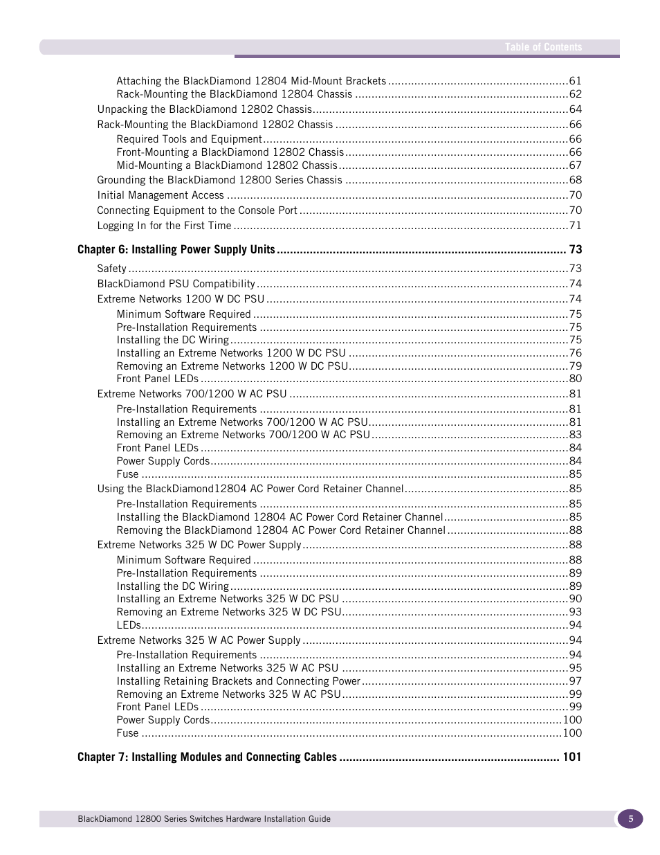 Extreme Networks BlackDiamond 12804 User Manual | Page 5 / 160