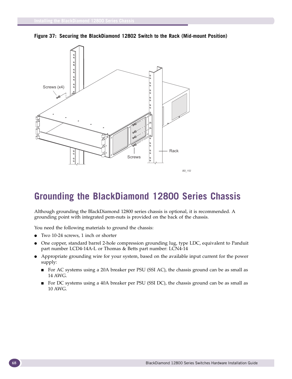 Grounding the blackdiamond 12800 series chassis, Refer to, Figure 37 | Extreme Networks BlackDiamond 12804 User Manual | Page 68 / 160