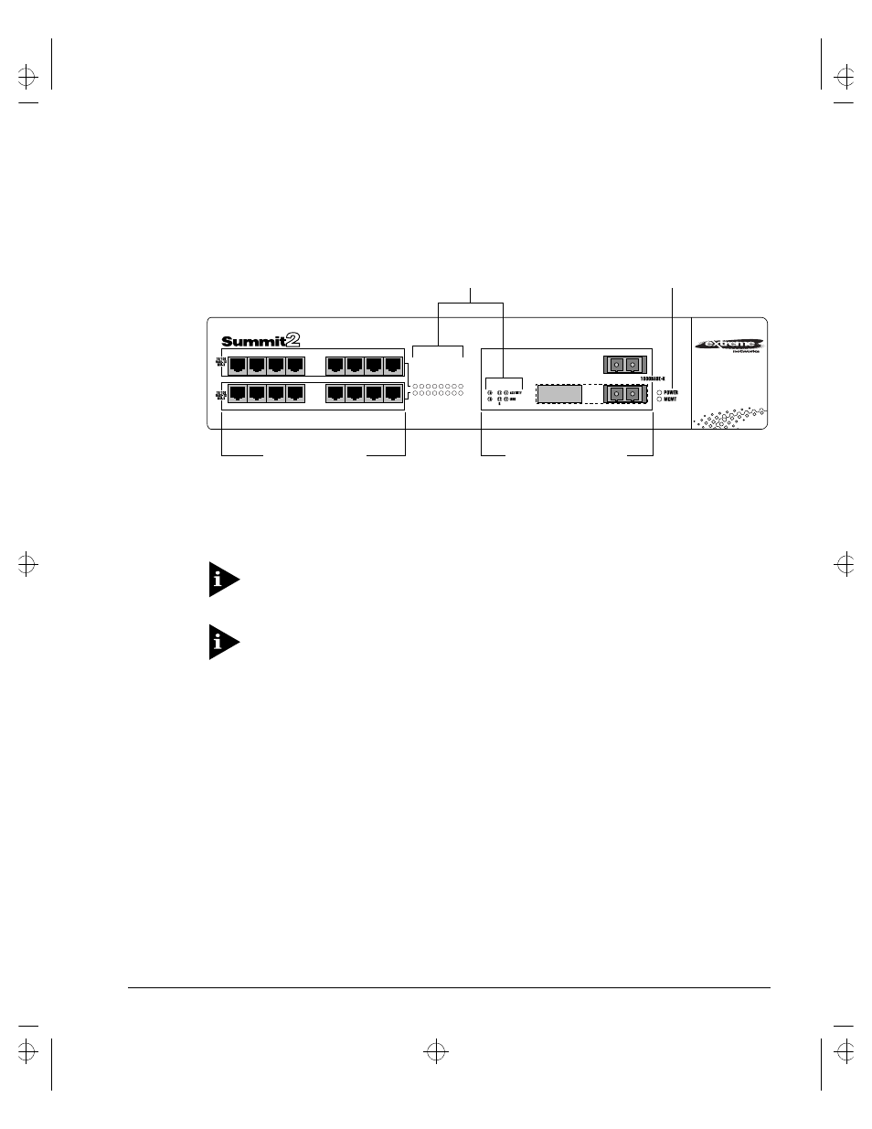 Summit2 front view, Ummit, Ront | Extreme Networks Summit1 User Manual | Page 31 / 227