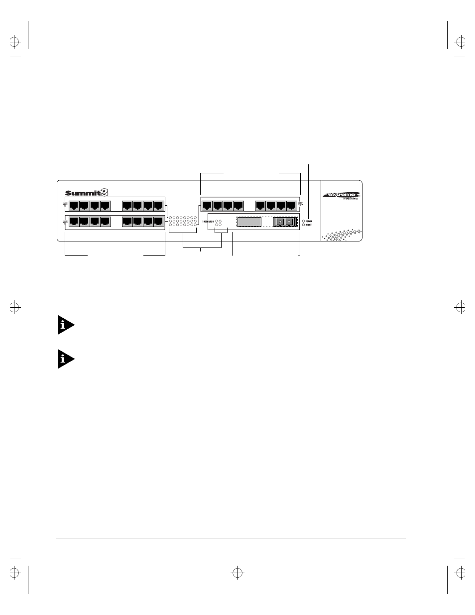 Summit3 front view, Ummit, Ront | Extreme Networks Summit1 User Manual | Page 32 / 227