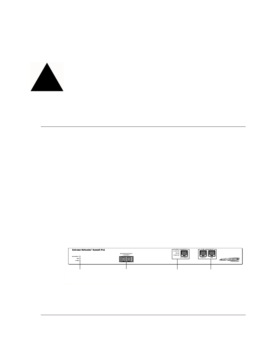 Installing the summitpx1 application switch, Overview of the summitpx1 application switch, Summitpx1 front view | Extreme Networks Px Series User Manual | Page 19 / 118