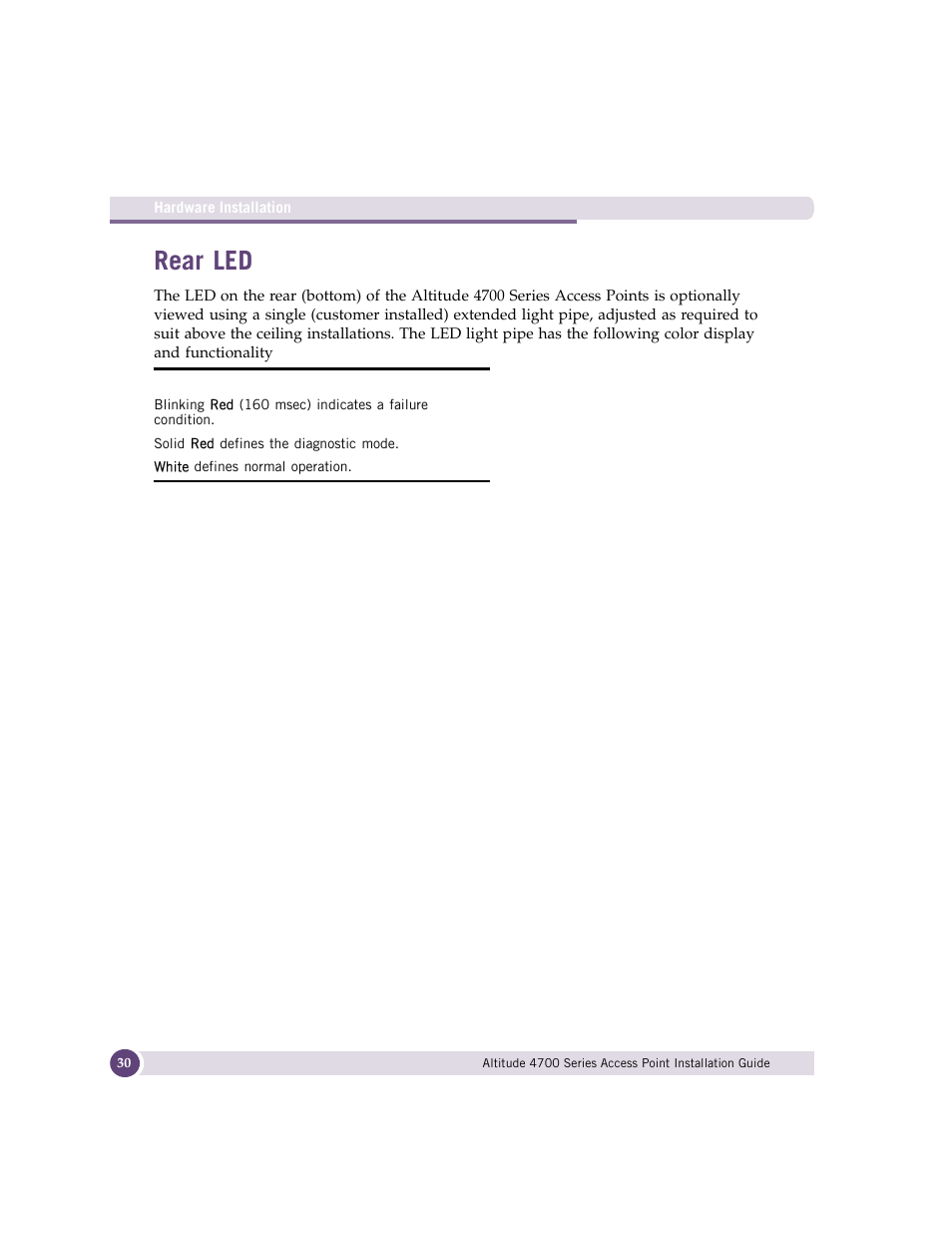 Rear led | Extreme Networks ALTITUDE 4700 User Manual | Page 30 / 68