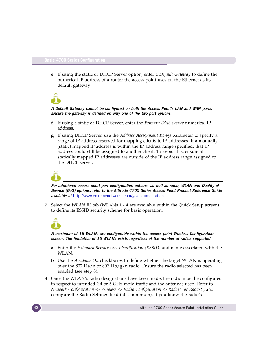 Extreme Networks ALTITUDE 4700 User Manual | Page 42 / 68