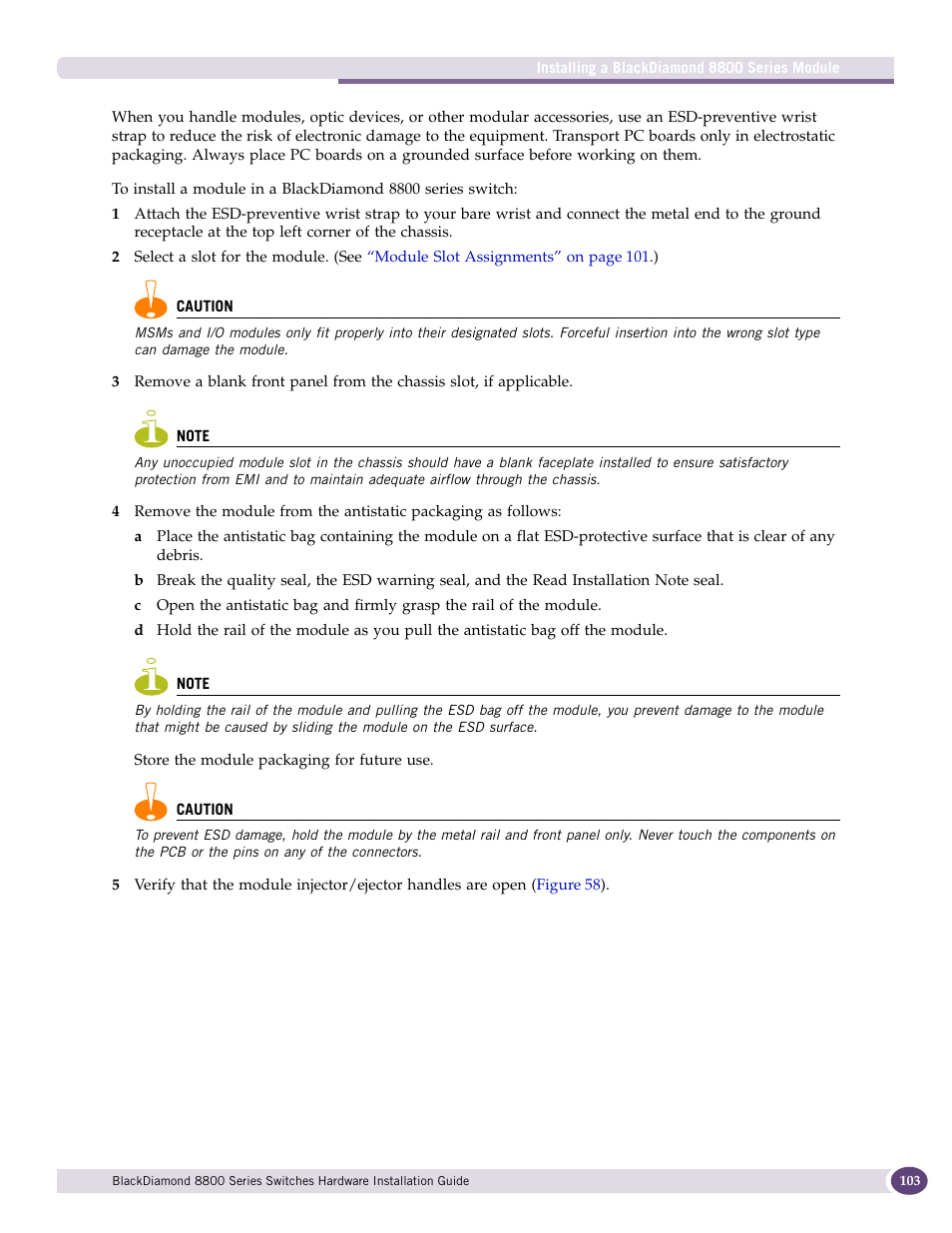 Extreme Networks BlackDiamond 8800 Series User Manual | Page 103 / 180