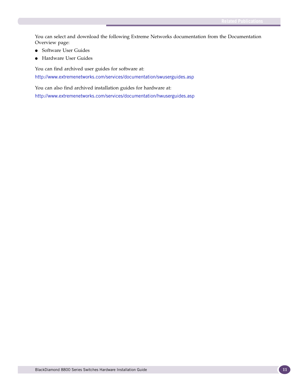 Extreme Networks BlackDiamond 8800 Series User Manual | Page 11 / 180