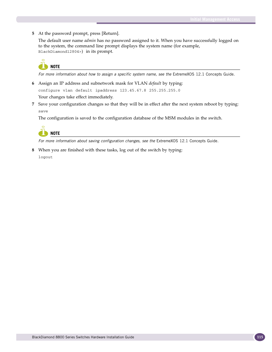 Extreme Networks BlackDiamond 8800 Series User Manual | Page 115 / 180