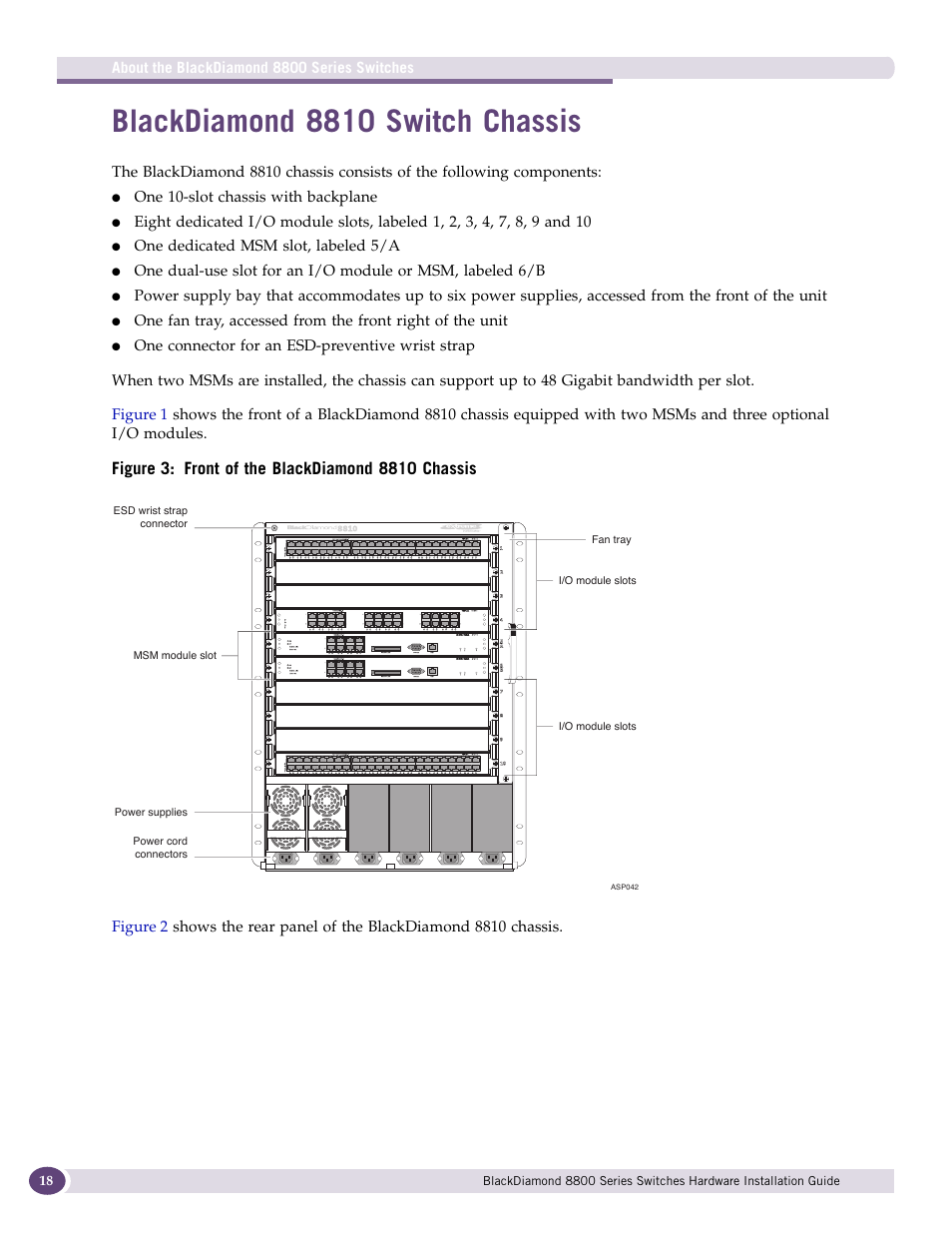 Blackdiamond 8810 switch chassis | Extreme Networks BlackDiamond 8800 Series User Manual | Page 18 / 180