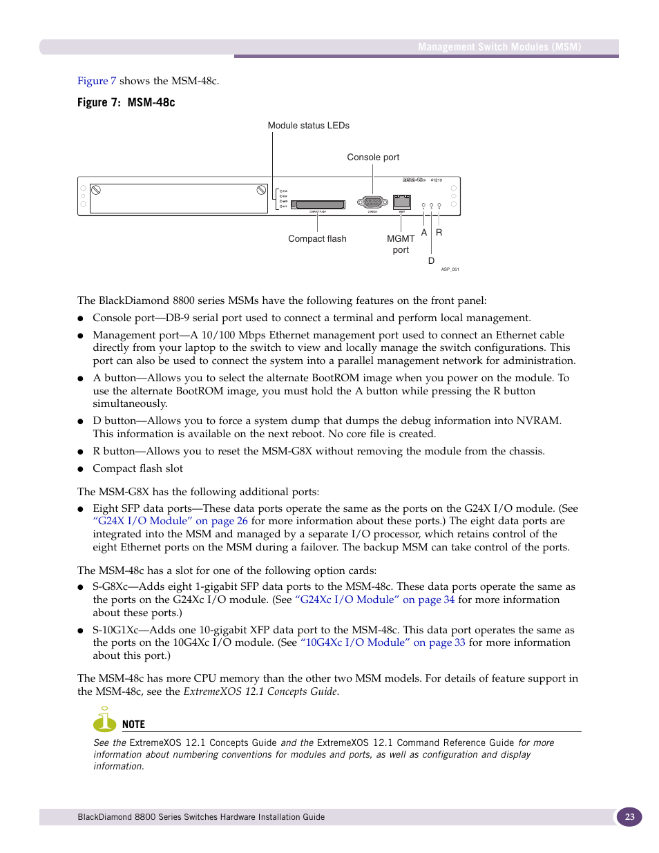 Figure 7: msm-48c | Extreme Networks BlackDiamond 8800 Series User Manual | Page 23 / 180