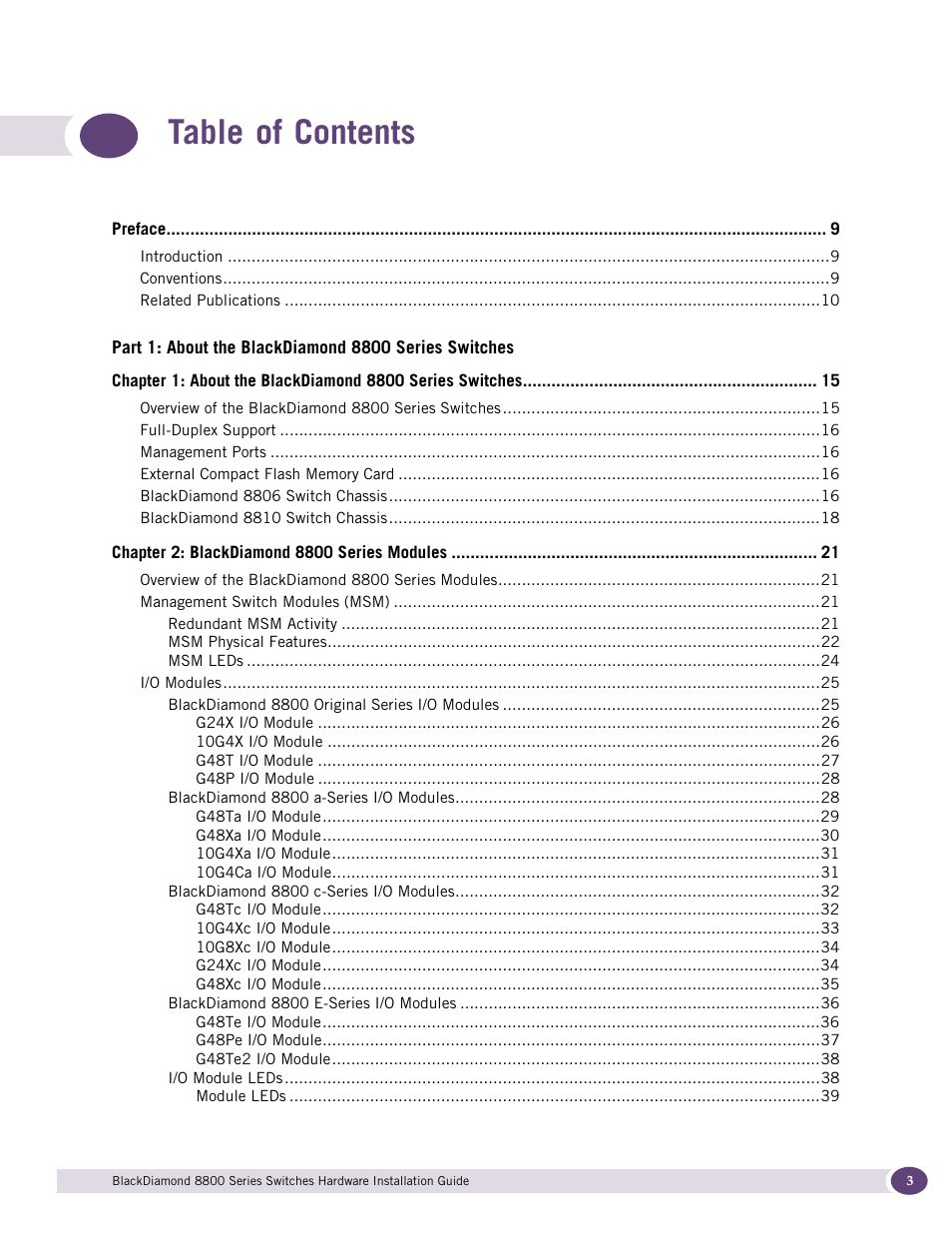 Extreme Networks BlackDiamond 8800 Series User Manual | Page 3 / 180