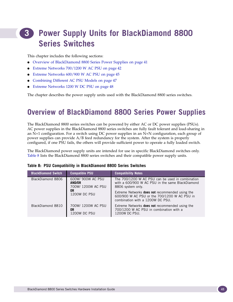 Extreme Networks BlackDiamond 8800 Series User Manual | Page 41 / 180