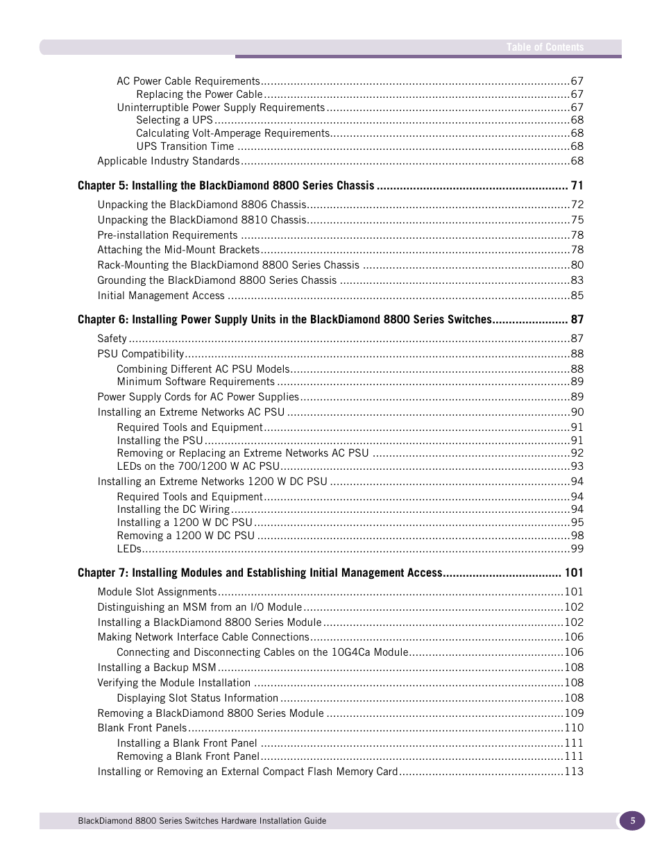 Extreme Networks BlackDiamond 8800 Series User Manual | Page 5 / 180
