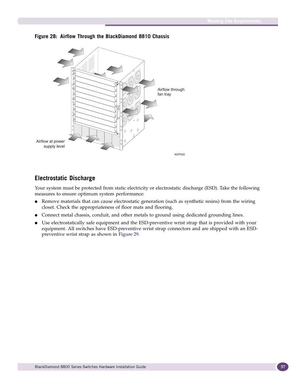 Electrostatic discharge | Extreme Networks BlackDiamond 8800 Series User Manual | Page 57 / 180