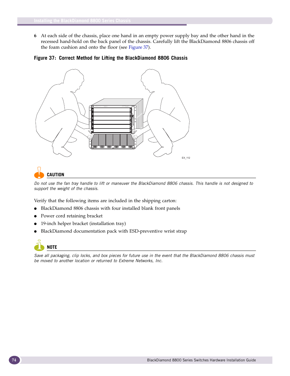 Extreme Networks BlackDiamond 8800 Series User Manual | Page 74 / 180