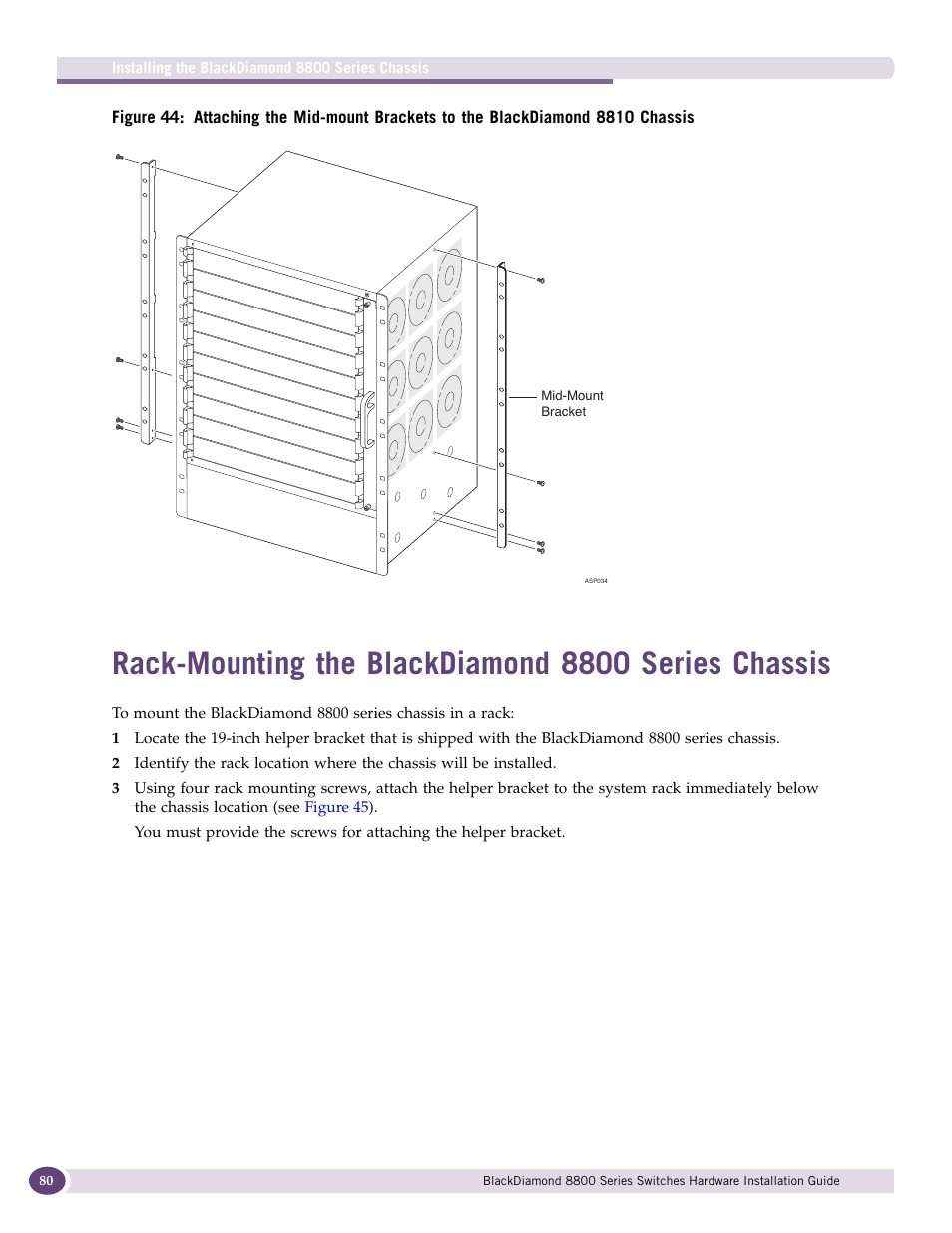 Rack-mounting the blackdiamond 8800 series chassis | Extreme Networks BlackDiamond 8800 Series User Manual | Page 80 / 180