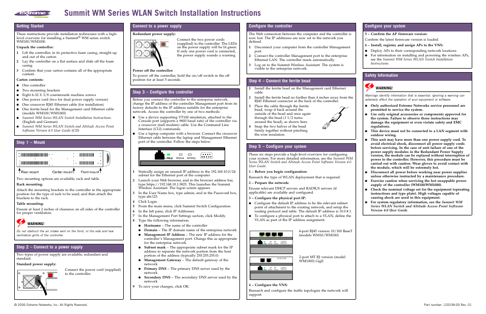 Extreme Networks Summit WM Series User Manual | 1 page