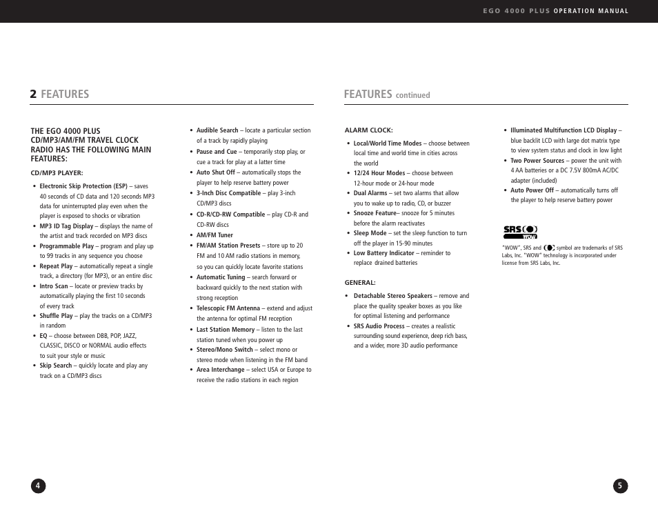 Features, 2features | Ego Technology 4000 Plus User Manual | Page 3 / 71