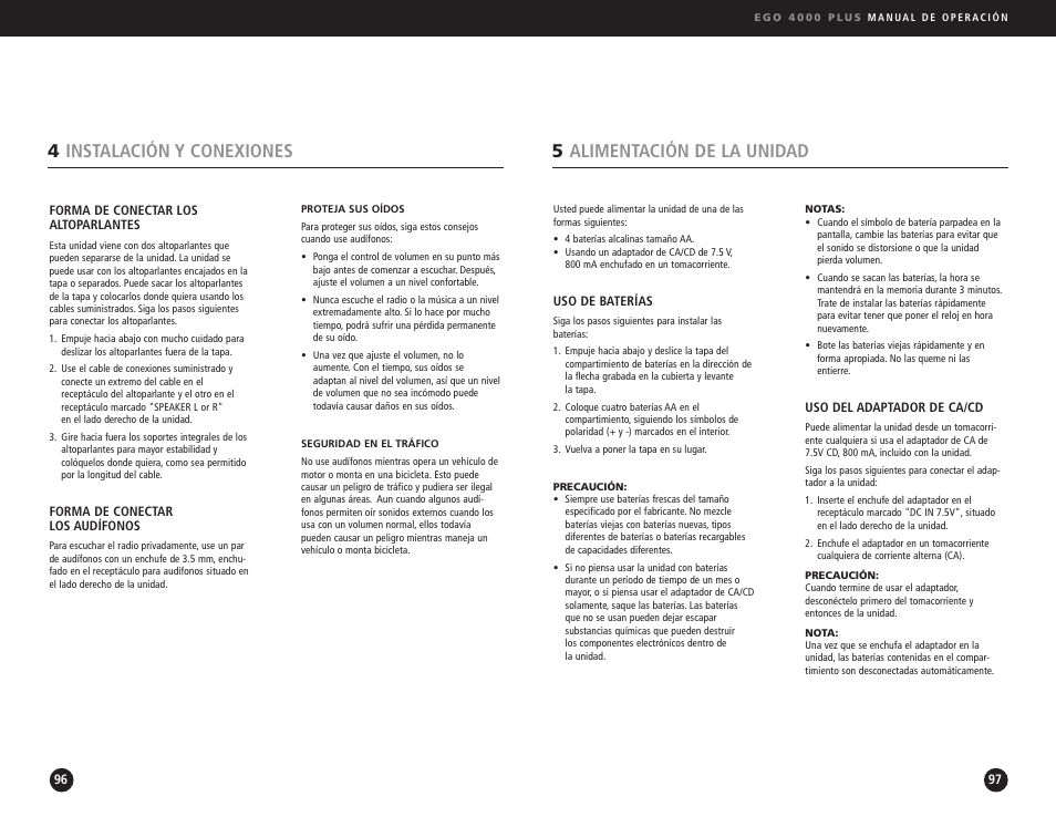 5alimentación de la unidad, 4instalación y conexiones | Ego Technology 4000 Plus User Manual | Page 49 / 71