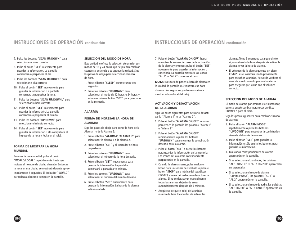 Instrucciones de operación | Ego Technology 4000 Plus User Manual | Page 53 / 71