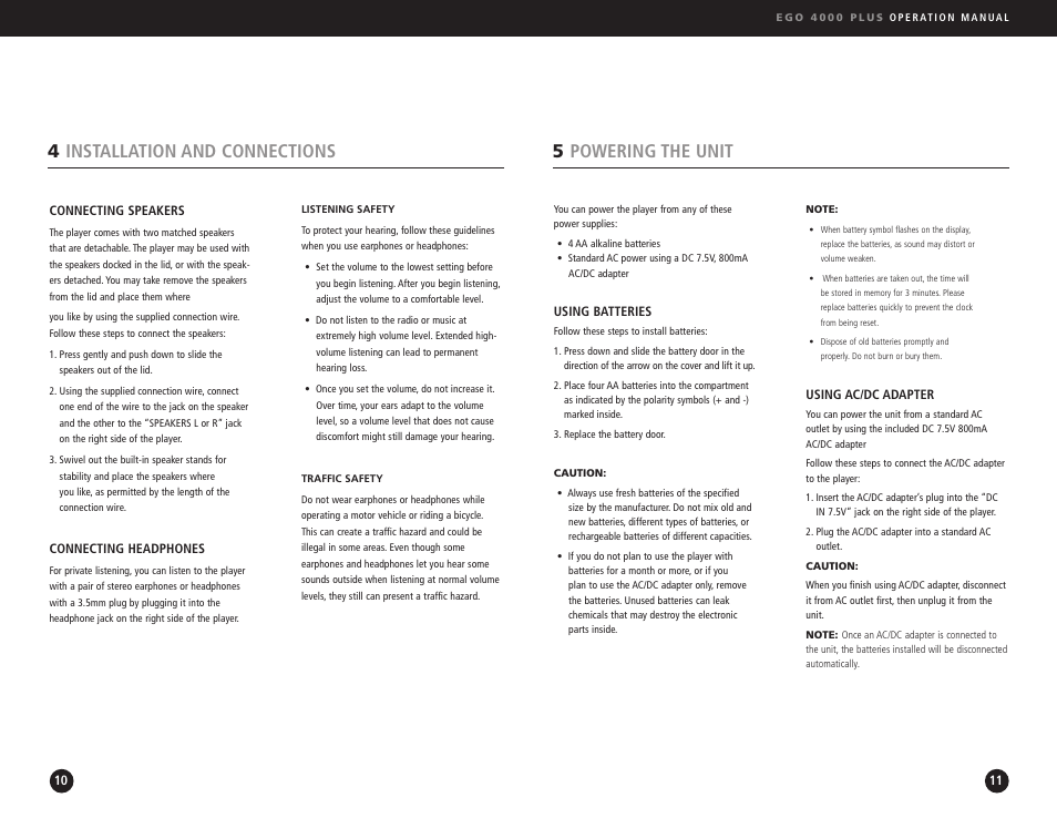 5powering the unit, 4installation and connections | Ego Technology 4000 Plus User Manual | Page 6 / 71