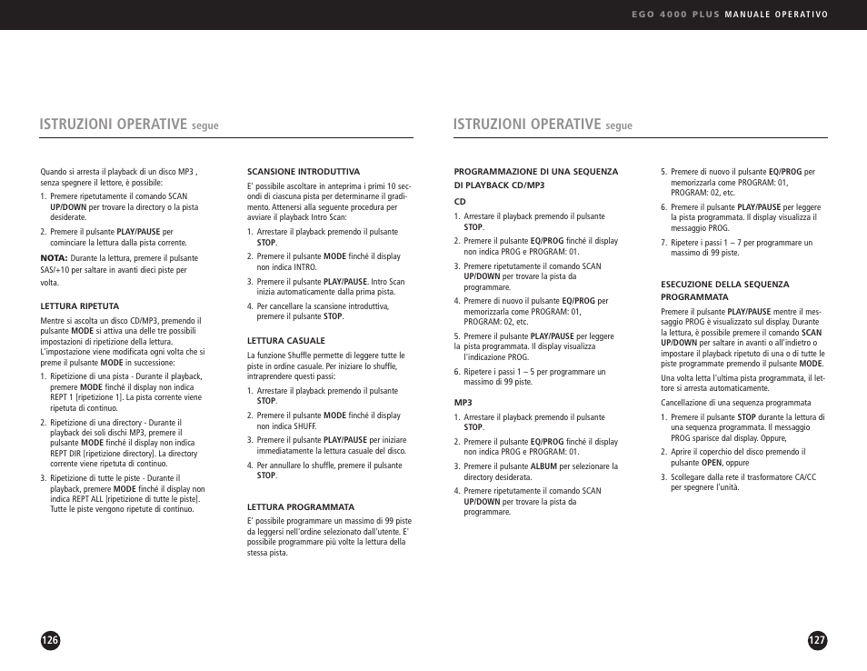 Istruzioni operative | Ego Technology 4000 Plus User Manual | Page 64 / 71