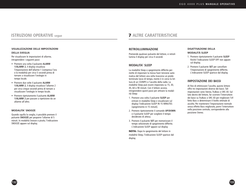 7altre caratteristiche, Istruzioni operative | Ego Technology 4000 Plus User Manual | Page 67 / 71