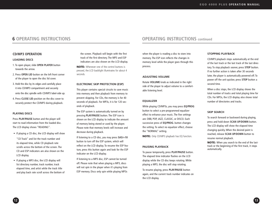 Operating instructions, 6operating instructions | Ego Technology 4000 Plus User Manual | Page 7 / 71