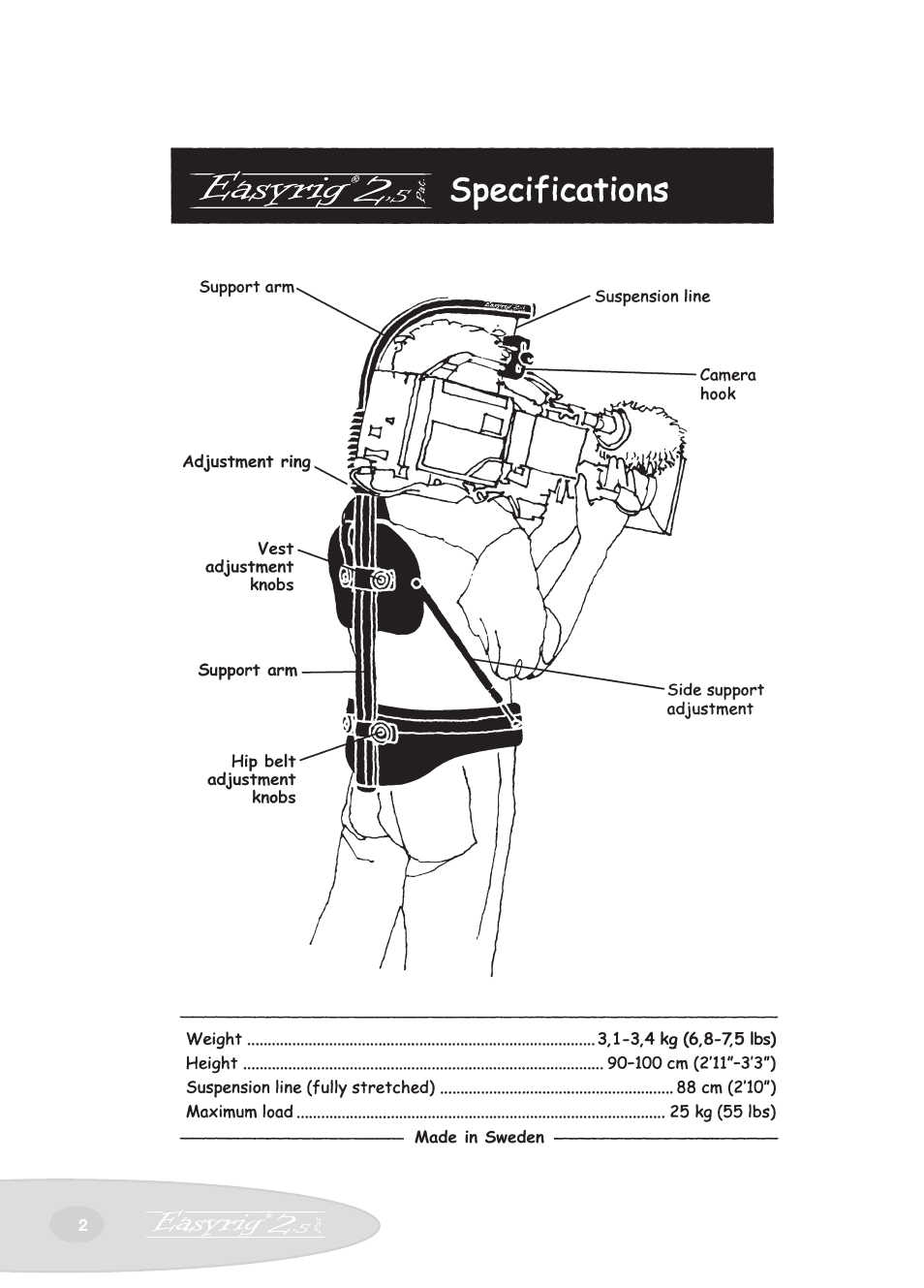 Easyrig Camcorder Tripod User Manual | Page 2 / 12