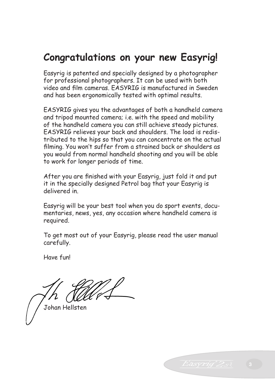 Easyrig Camcorder Tripod User Manual | Page 3 / 12
