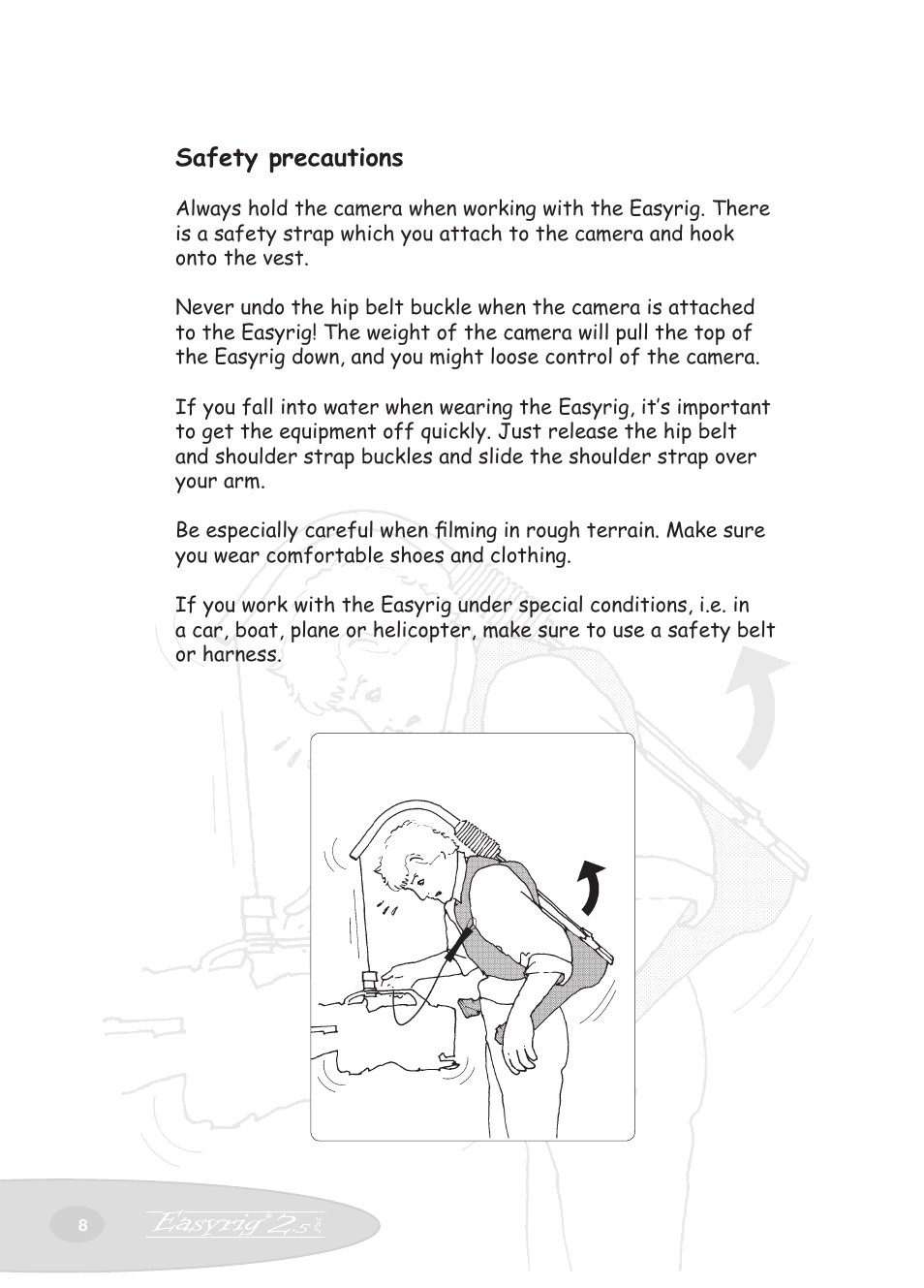 Safety precautions | Easyrig Camcorder Tripod User Manual | Page 8 / 12