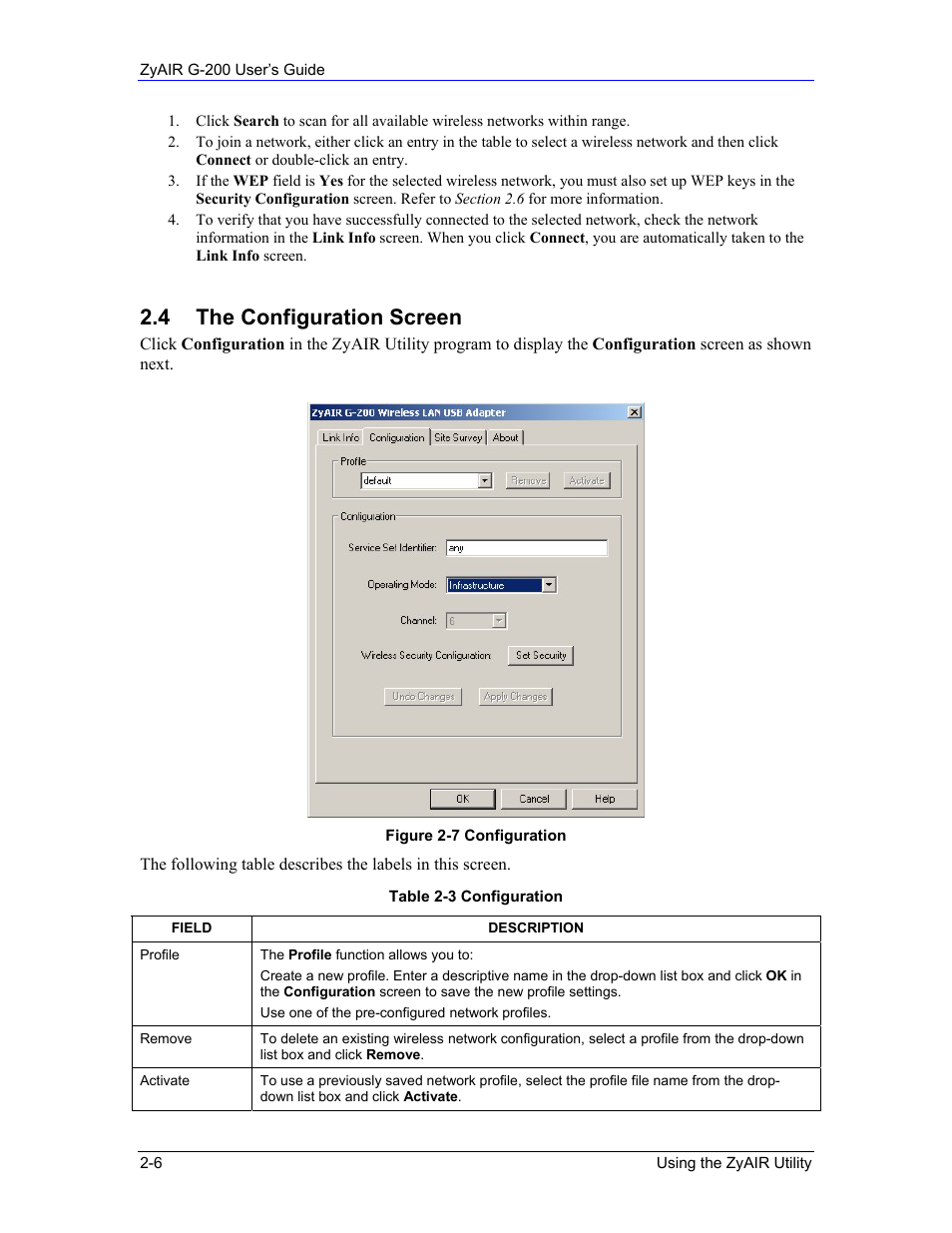 4 the configuration screen | Equinox Systems ZyAIR G-200 User Manual | Page 24 / 52