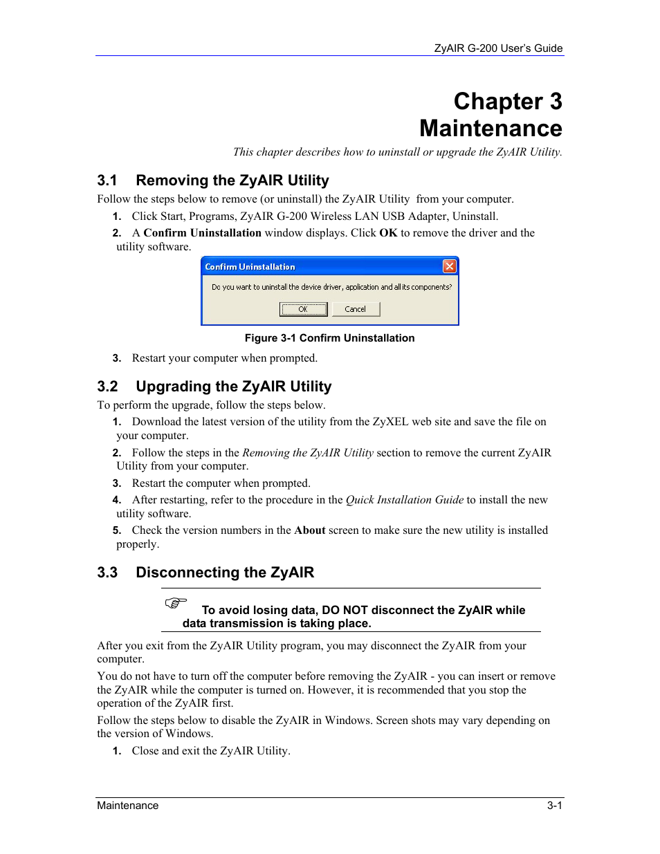 Chapter 3 maintenance | Equinox Systems ZyAIR G-200 User Manual | Page 37 / 52