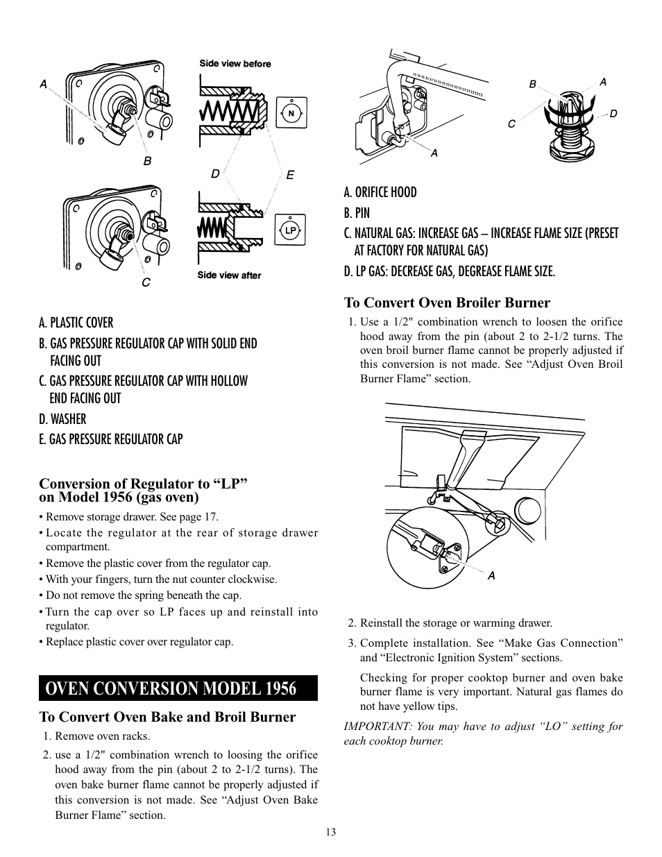 Oven conversion model 1956 | Elmira Stove Works 1954 User Manual | Page 13 / 32