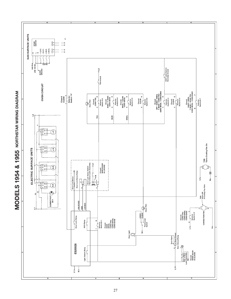 Nor thst ar wiring diagram, Electric surf ace units | Elmira Stove Works 1954 User Manual | Page 27 / 32