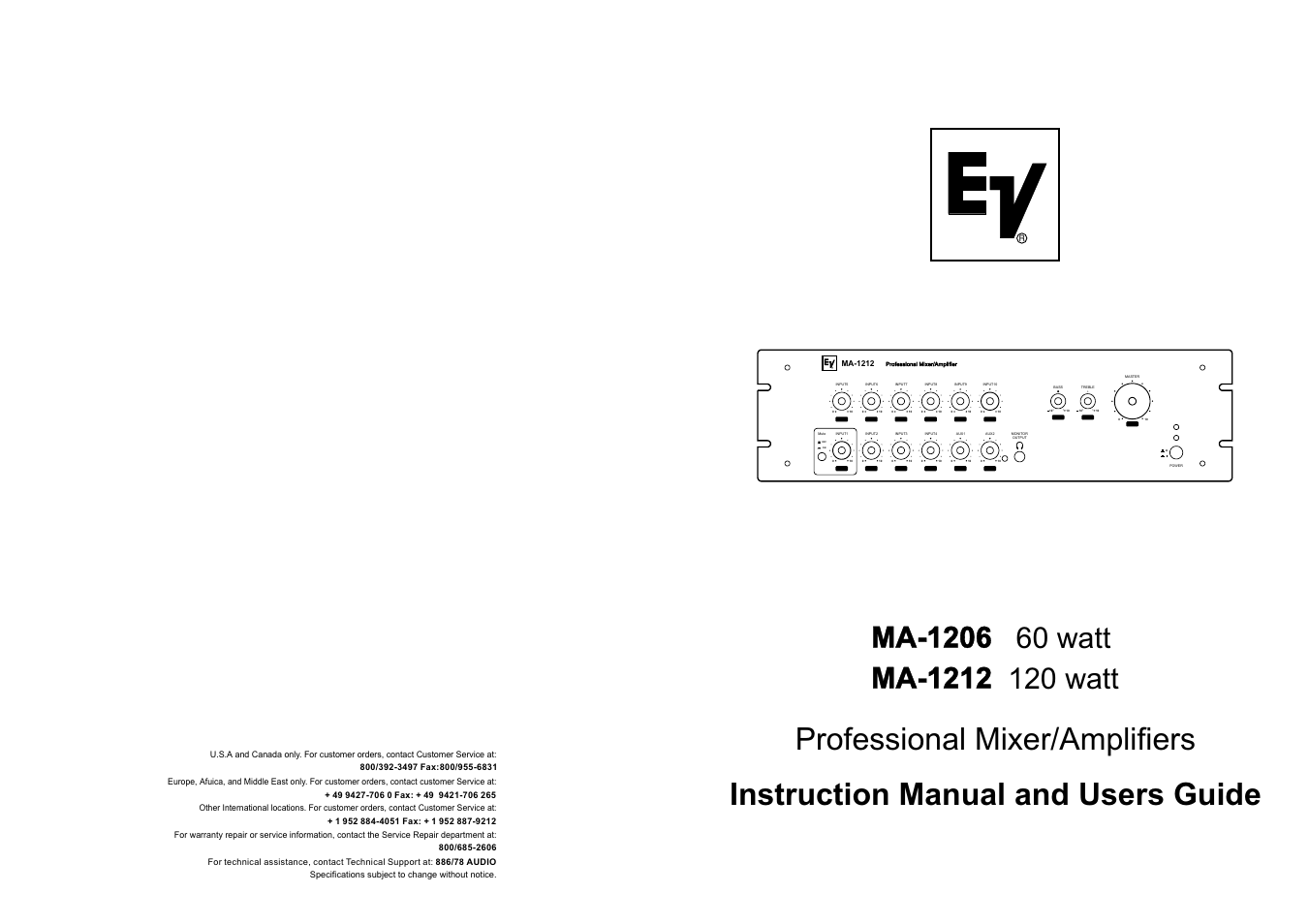 EV Rider MA-1212 User Manual | 8 pages