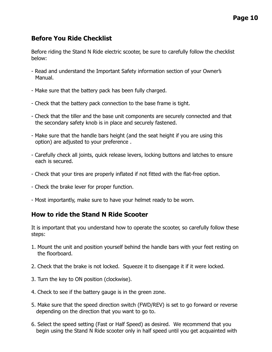 EV Rider Stand N Ride User Manual | Page 11 / 15