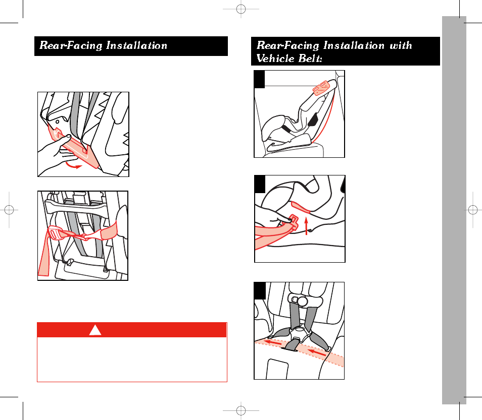 Rear-facing installation, Rear-facing installation with vehicle belt | Eddie Bauer 22-750 User Manual | Page 15 / 30