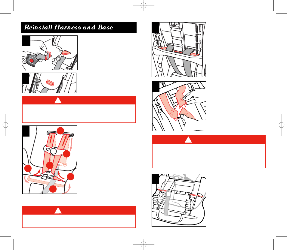 Reinstall harness and base, Warning, 62 warning | Eddie Bauer 22-750 User Manual | Page 26 / 30