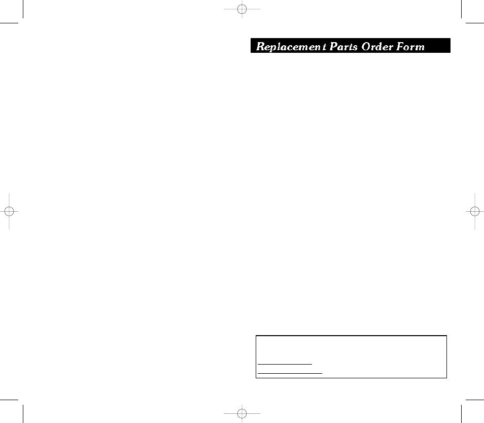 Replacement parts order form | Eddie Bauer 22-750 User Manual | Page 30 / 30